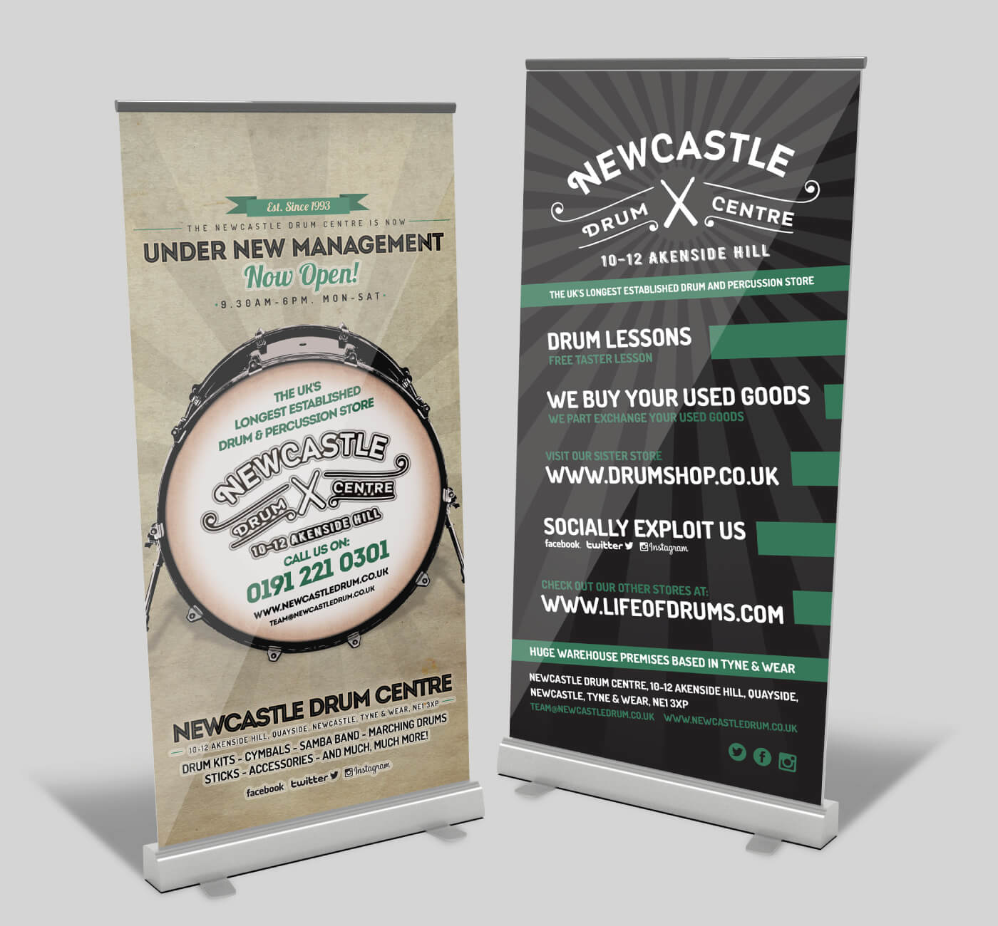 Newcastle Drum Centre Roll Banner